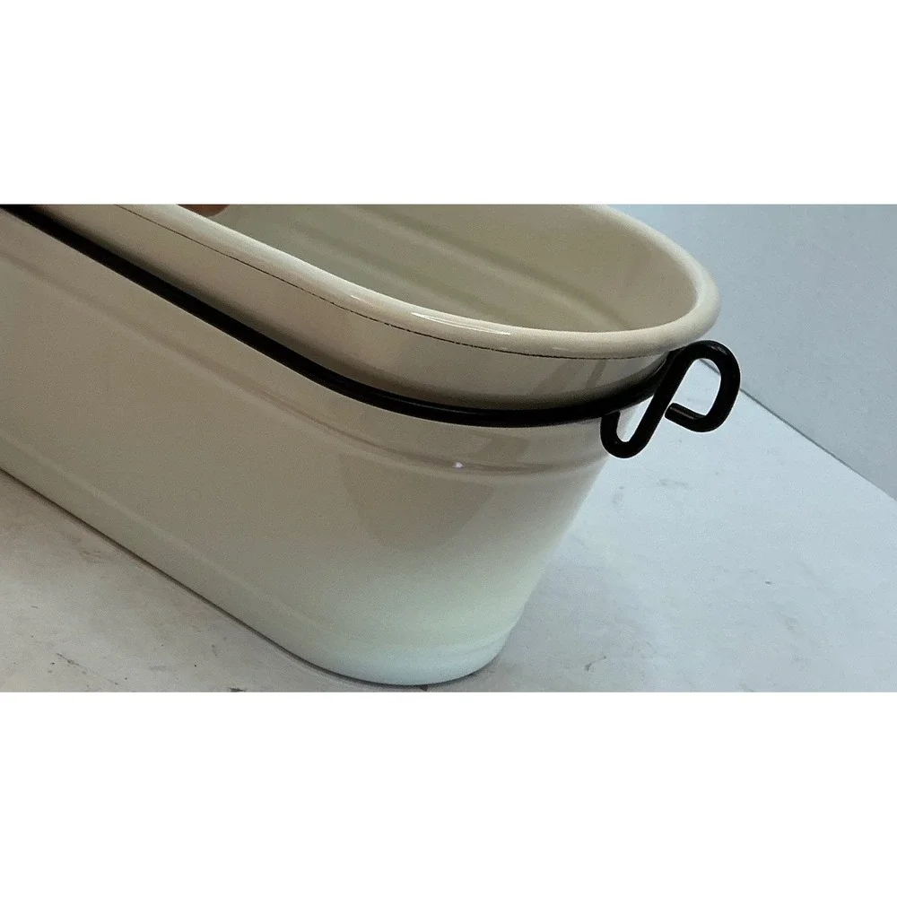 IKEA Fintorp Condiment Stand Planter Enamel Off White Farmhouse Kitchen Storage